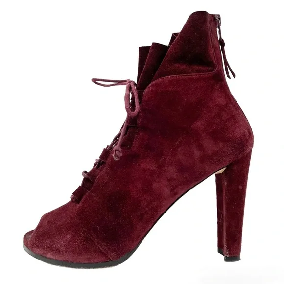 Stuart Weitzman Bound Lace-Up Peep Toe Bootie Women’s 10 - Picture 5 of 11